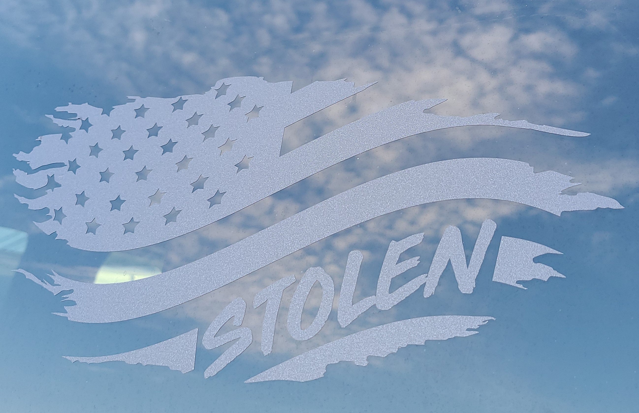 STOLEN FLAGMATTE GUNMETAL car decal