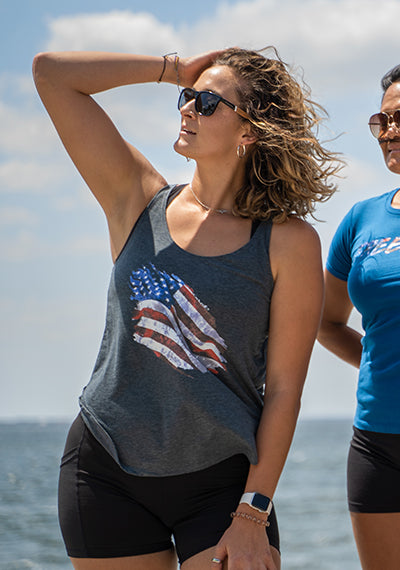 TATTERED FLAG ladies tank